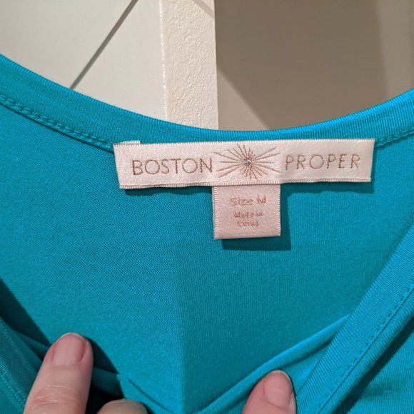 Boston Proper Green Viscose/Spandex Dress Front Tie Accent (New) - Size M - Picture 2 of 4